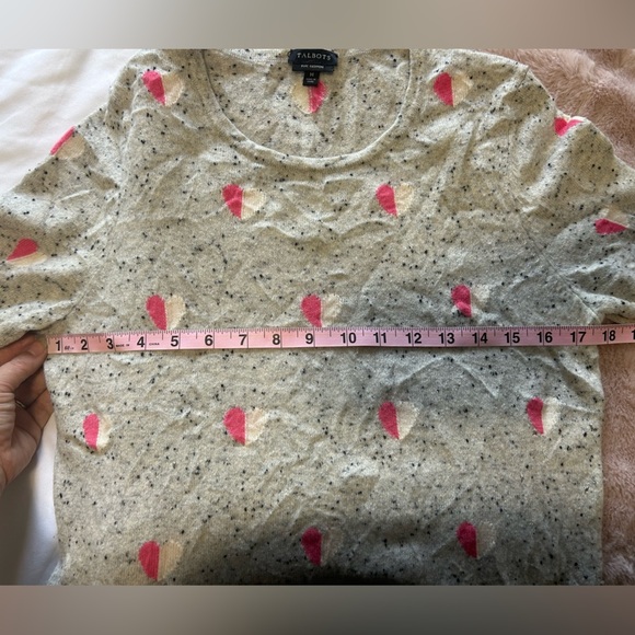 Talbots Gray Cashmere Sweater with Pink Accents - Picture 9 of 9